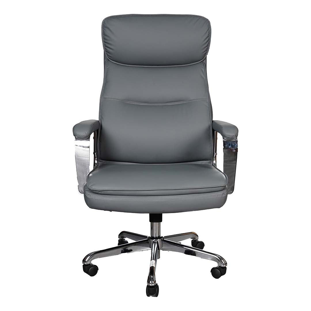 Luxury High Back Office Chair With Leather Pads And Metal Legs-GCC Home Center