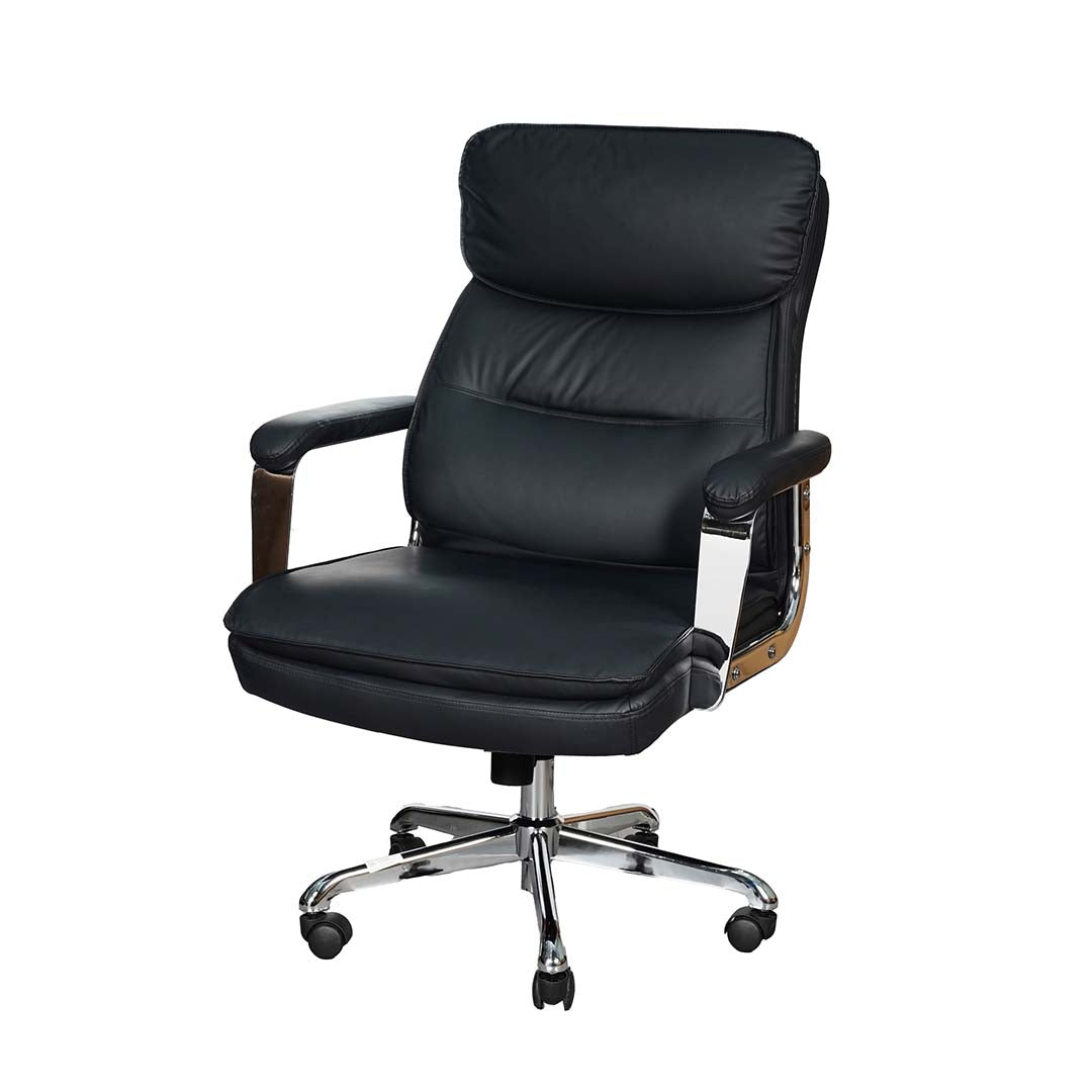Ergonomic Design High Back Leather Office Chair With Height Adjustable And Swivel Wheels-GCC Home Center