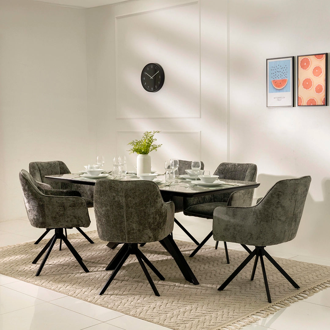 Modern Florence 6-Seater Dining Set - Grey