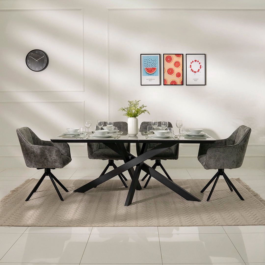 Modern Florence 6-Seater Dining Set - Grey