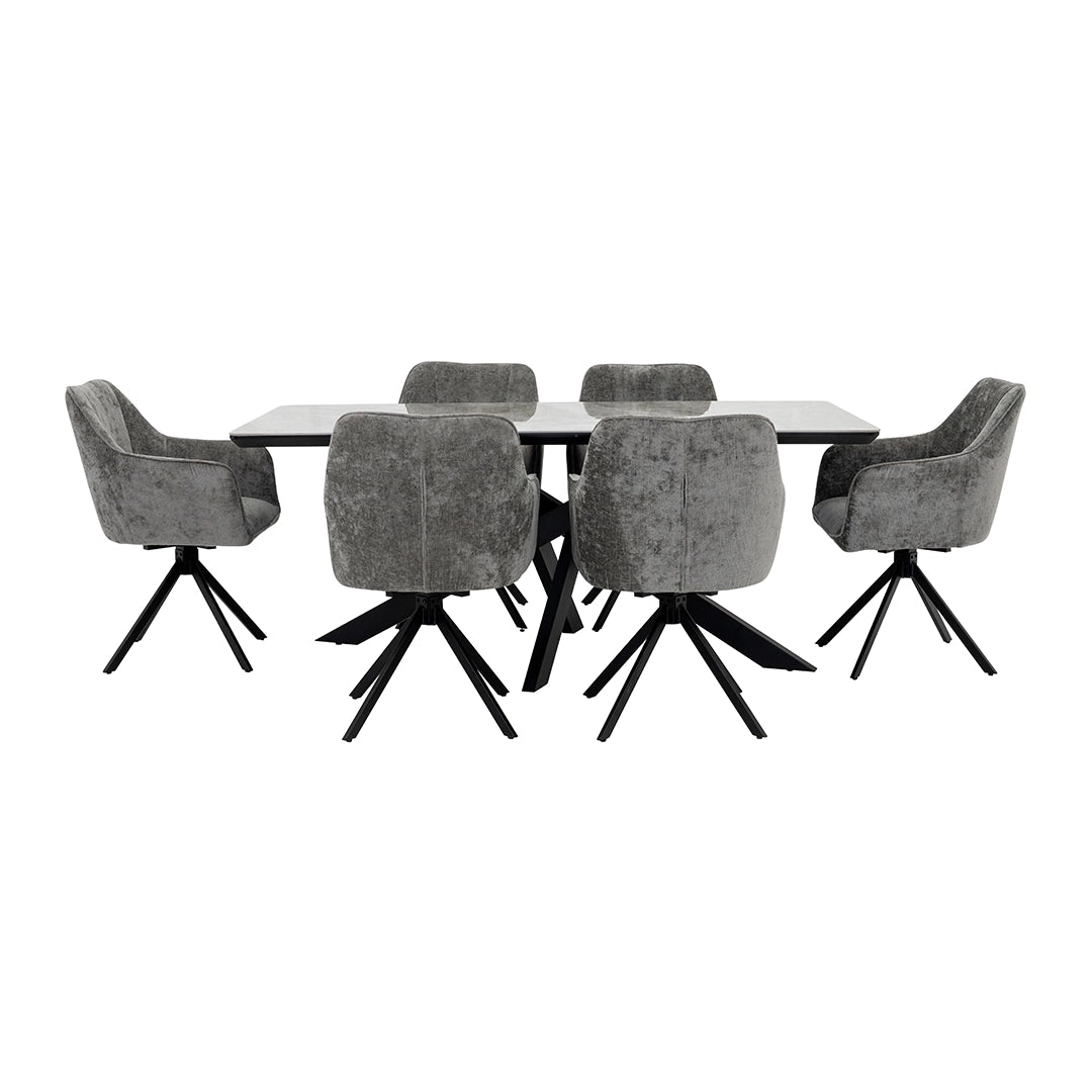 Modern Florence 6-Seater Dining Set - Grey