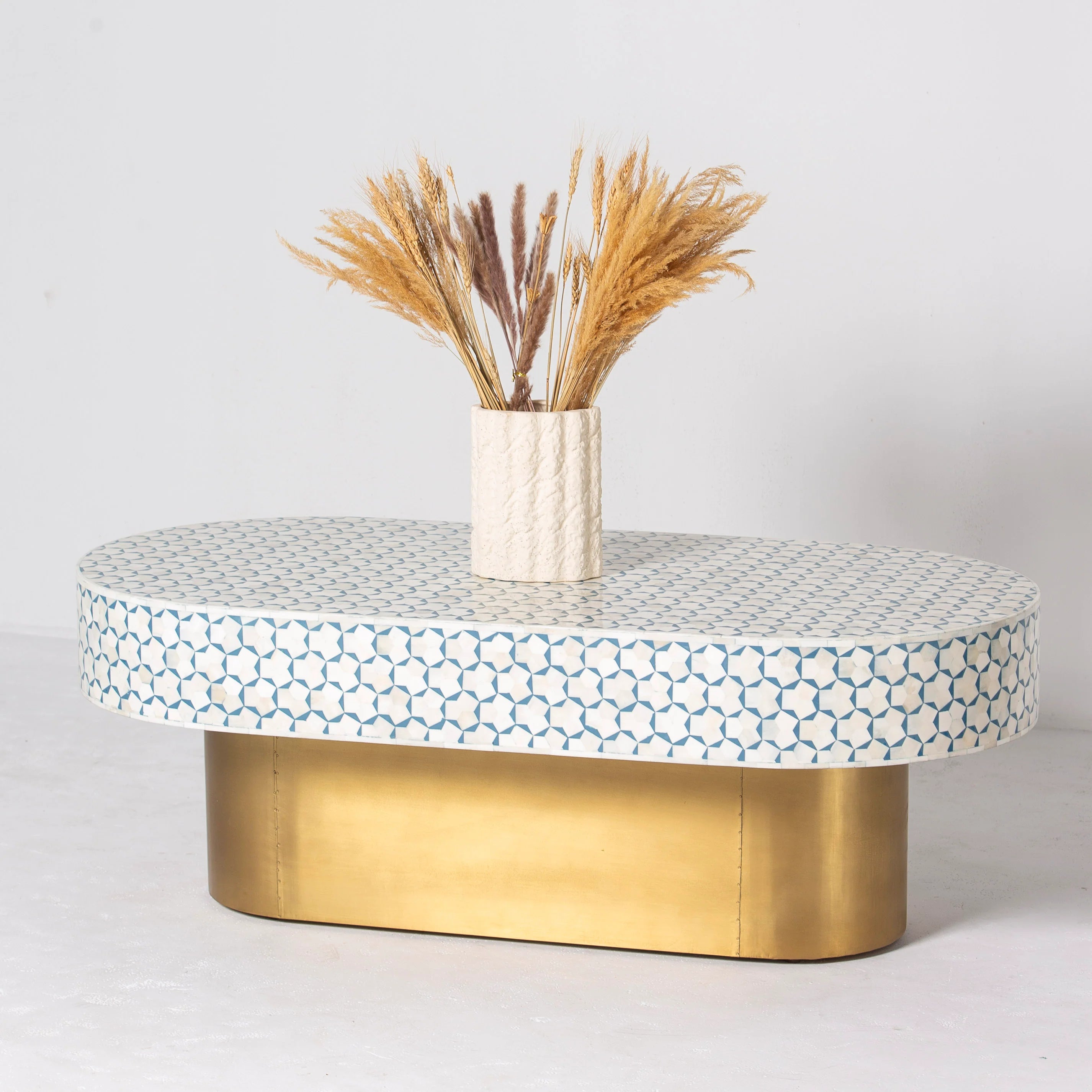 Luxury Inlay Oval Shape Coffee Table