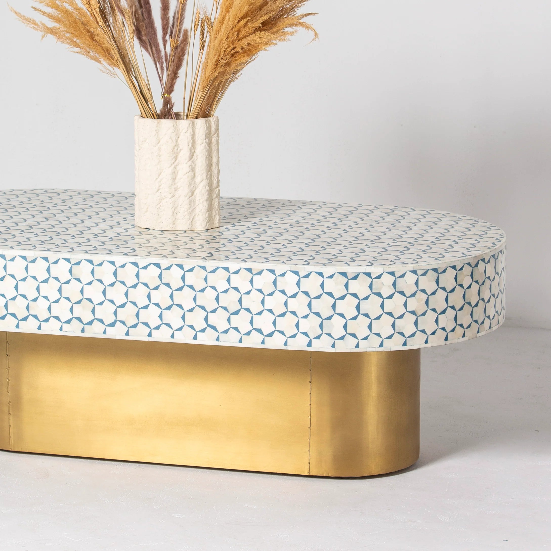 Luxury Inlay Oval Shape Coffee Table