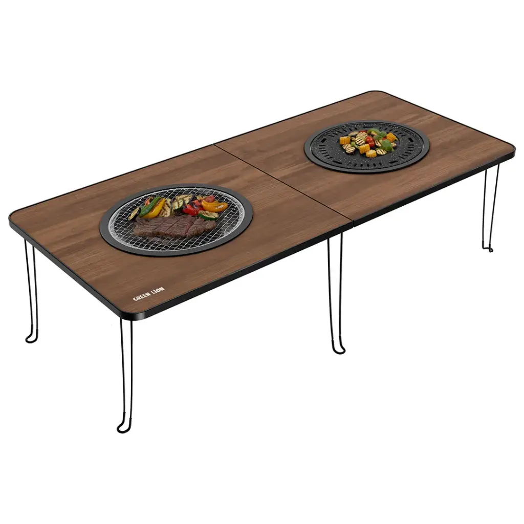Table Mate Griddle Fold Grill Mate Camping BBQ Table – Portable Wooden Outdoor Grill Stat