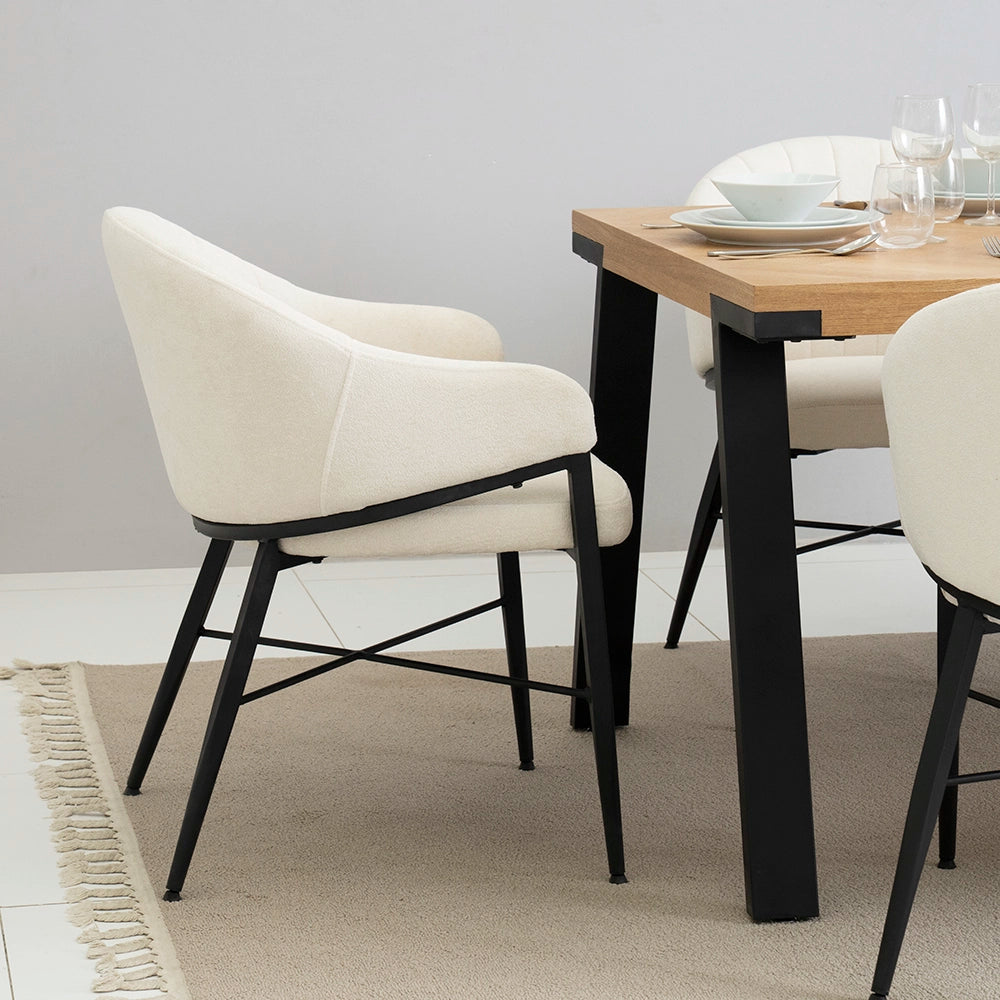 Elegant 6-Seater Dining Set – Oak & Beige