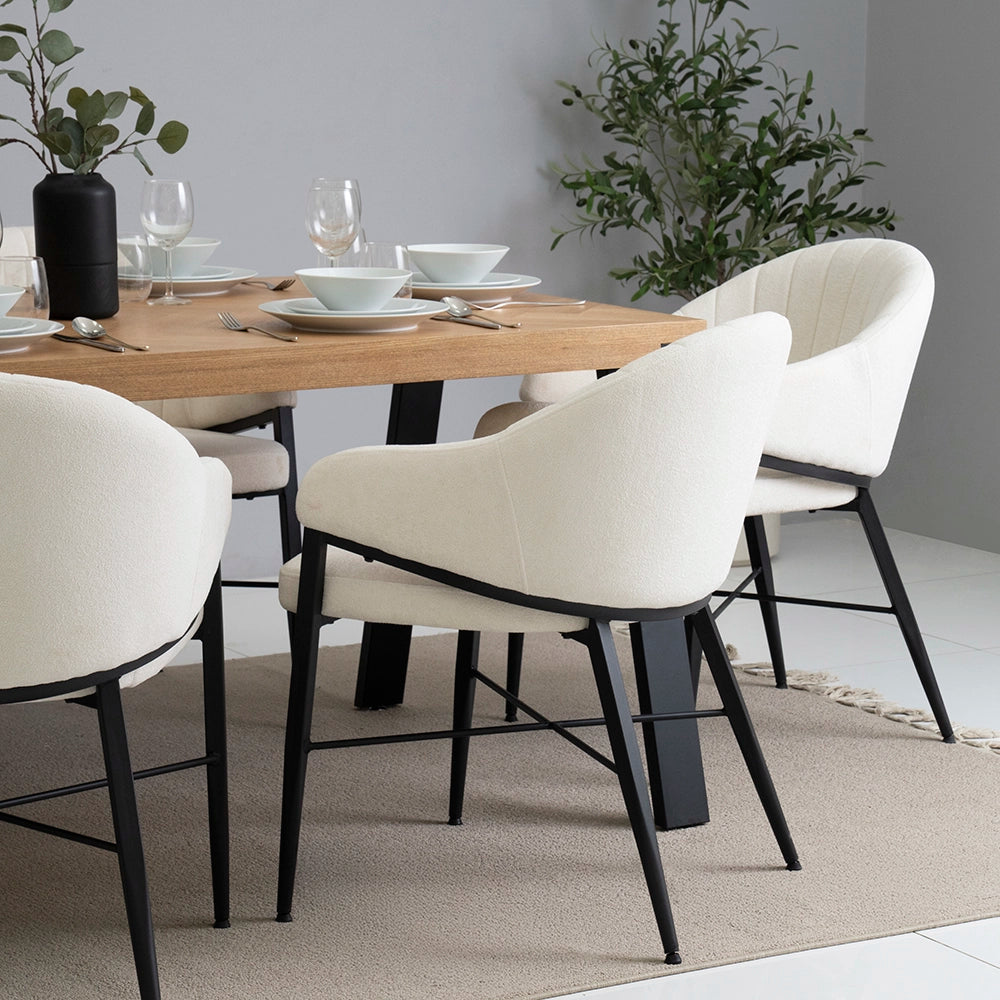 Elegant 6-Seater Dining Set – Oak & Beige