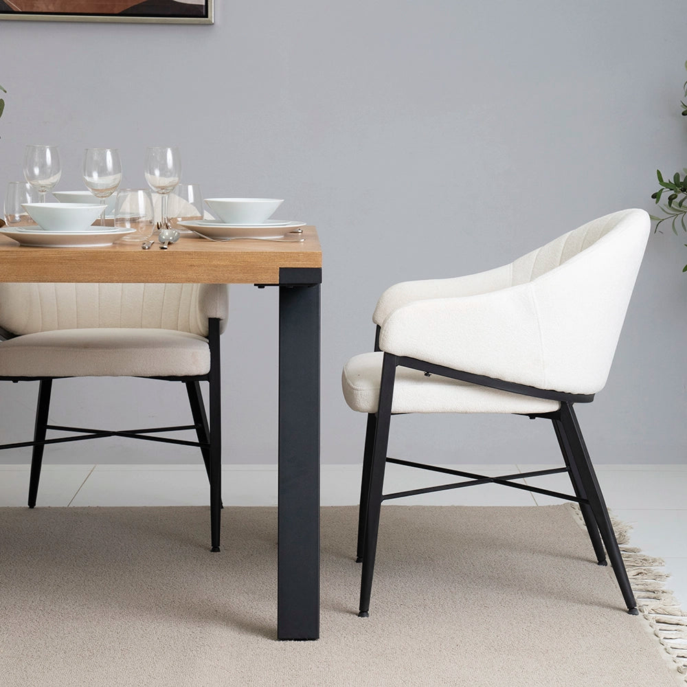 Elegant 6-Seater Dining Set – Oak & Beige