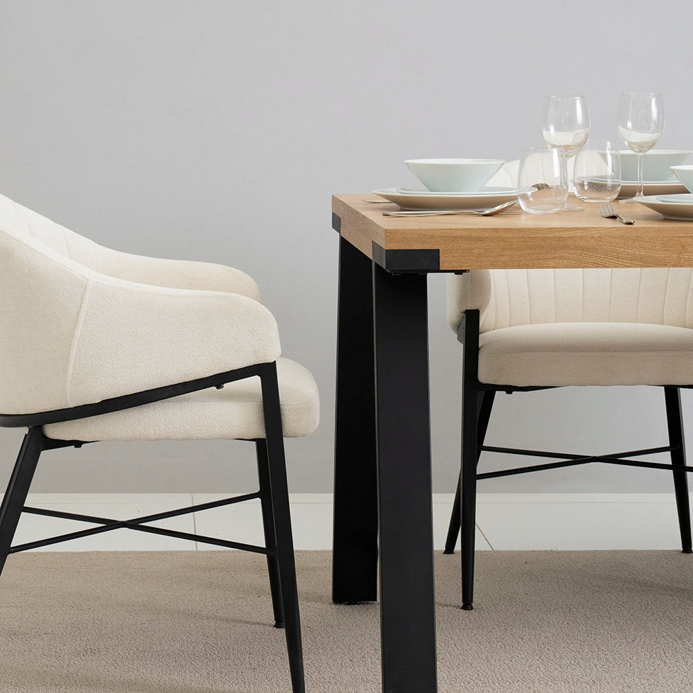 Elegant 6-Seater Dining Set – Oak & Beige