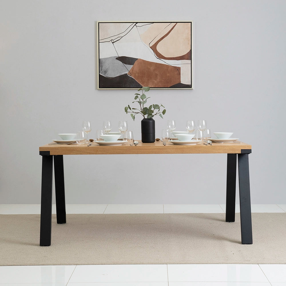 Elegant 6-Seater Dining Set – Oak & Beige