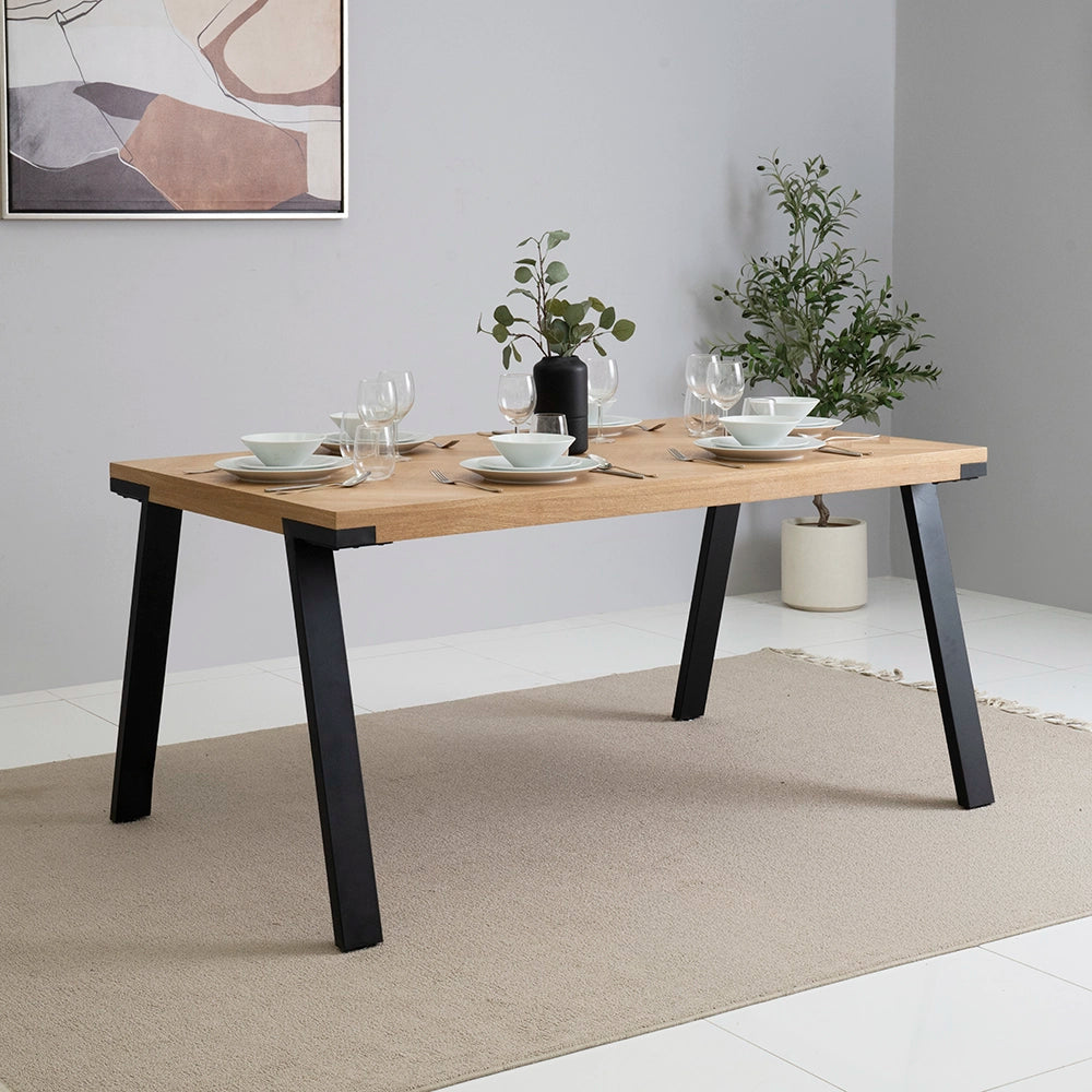Elegant 6-Seater Dining Set – Oak & Beige