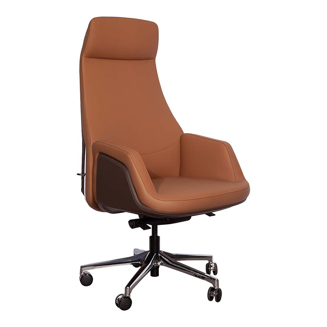 Luxury High Back Office Chair, Leather Chair With Height Adjustable, Swivel Wheels and Lumbar Support-GCC Home Center