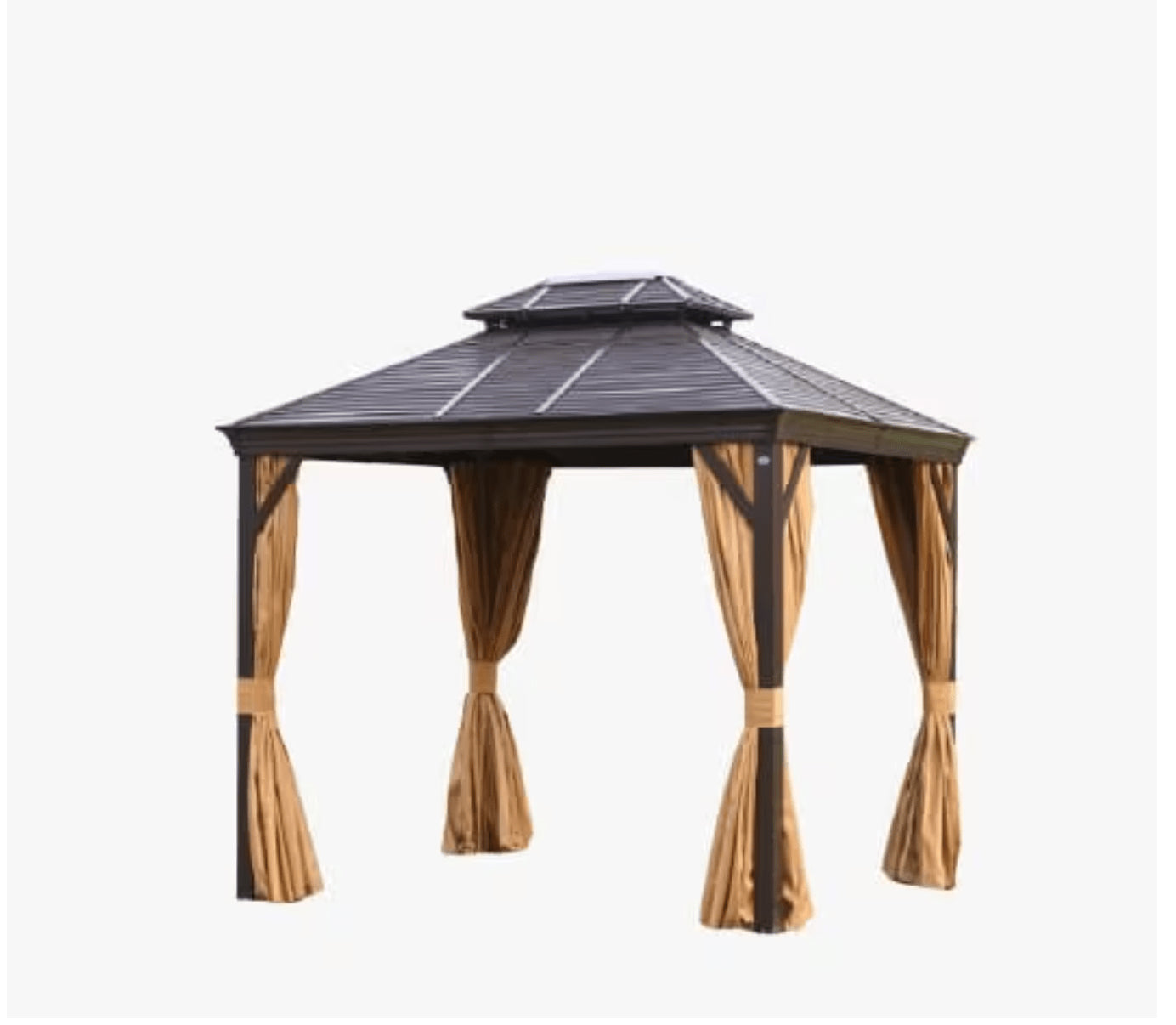 3x4m Aluminum Outdoor Gazebo with Curtains & Mosquito Net – Brown Weather-Resistant Patio Pavilion for Garden & Backyard