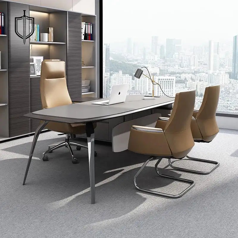 High-End Modern Luxury Wooden Desk Elegant Executive Office Furniture Extendable Villa Home Office Building Modular Design CEO 180x160