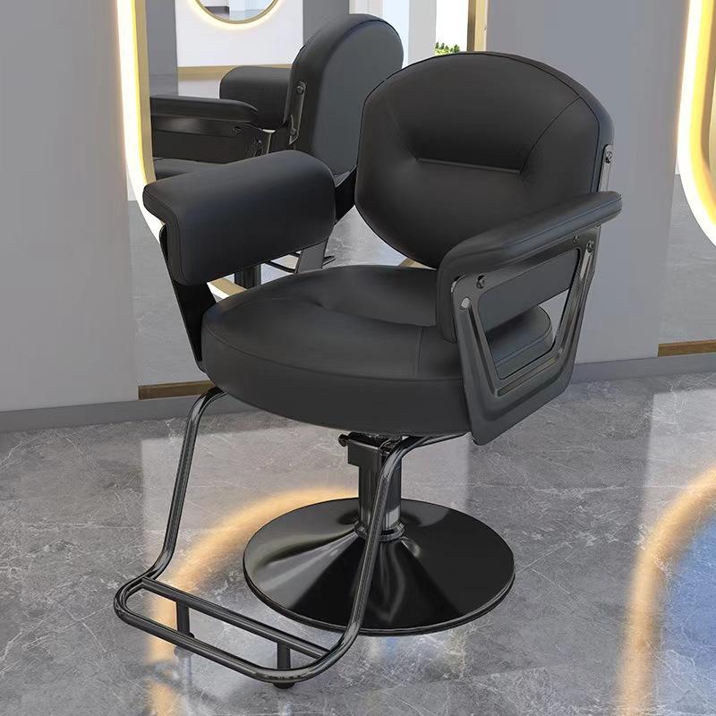 Professional Hydraulic Barber Chair for Salons Reclining Leather Upholstery Adjustable Headrest Footrest Foldable Styling Chair