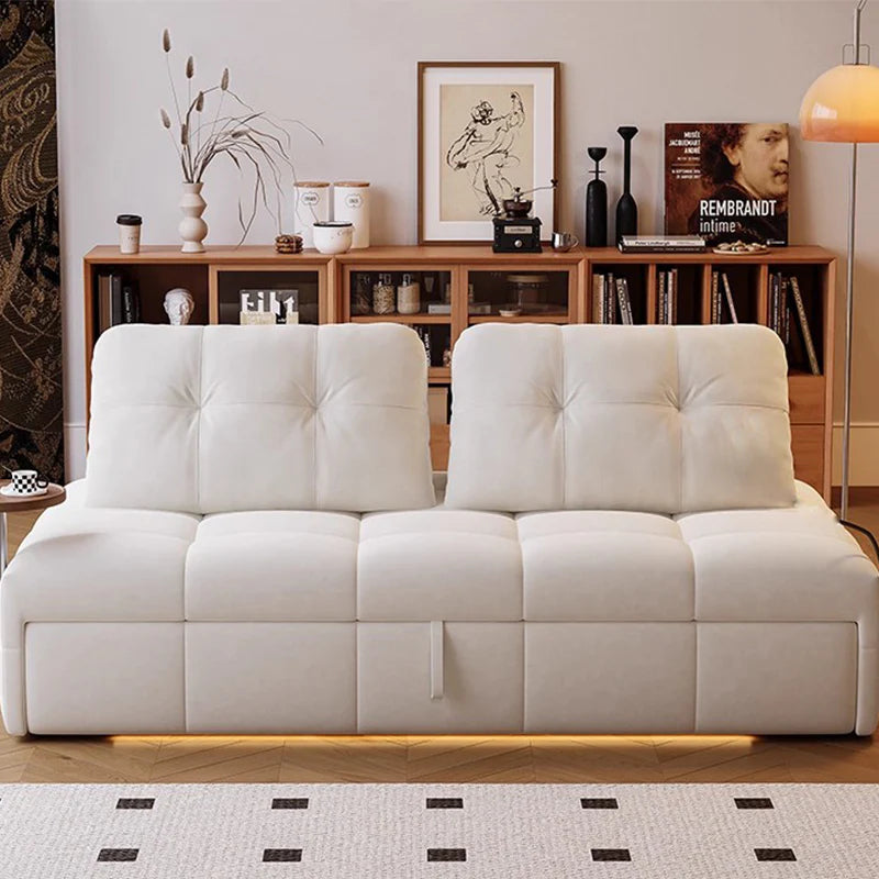 Modern Convertible Folding Sofa Bed with Storage | Multi-Functional 2-Seater Armless Daybed | Space-Saving Pull-Out Sleeper Sofa