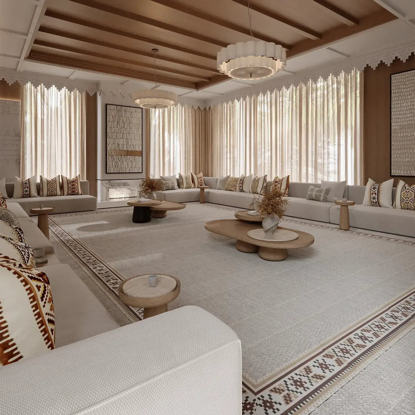 Elegant Solid Wood Classic Arabic Majlis