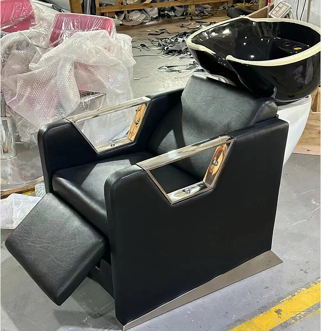 European Style Adjustable Adult Reclining Shampoo Bed Simple Modern Furniture for Beauty Salon Air Back Washing Shampoo Chair