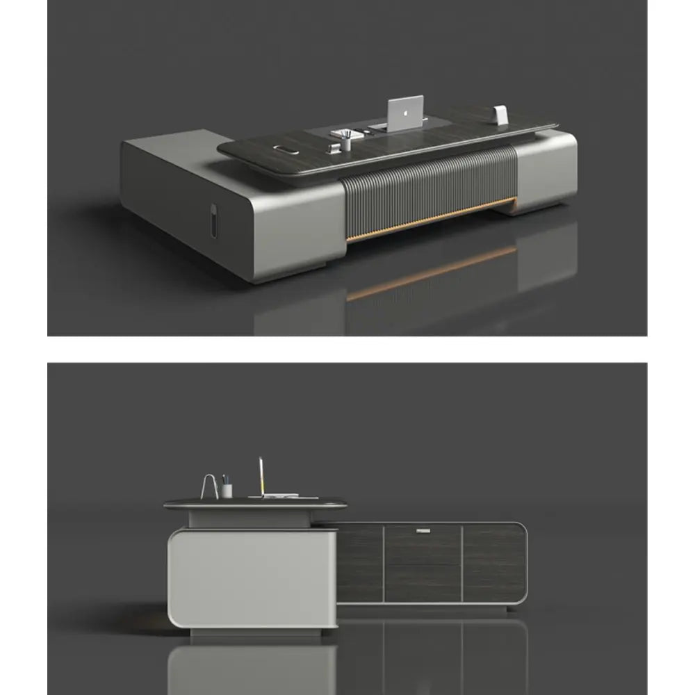 Modern 3200 Paint Wooden With LED and Power System Office Table for CEO Boss Office Desk 240X200