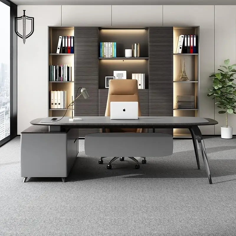 High-End Modern Luxury Wooden Desk Elegant Executive Office Furniture Extendable Villa Home Office Building Modular Design CEO 180x160