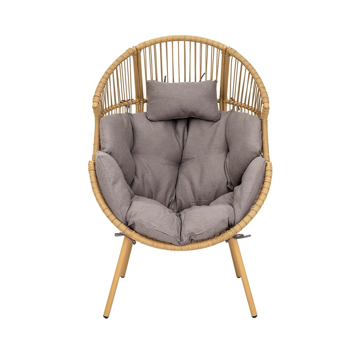 Outdoor Chair with Foot Stool – Grey & Beige