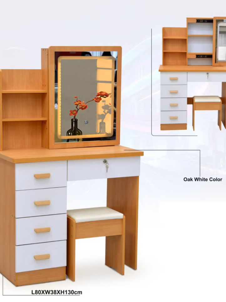 Makeup Vanity Desk Dressing Table-Oak White-GCC Home Center