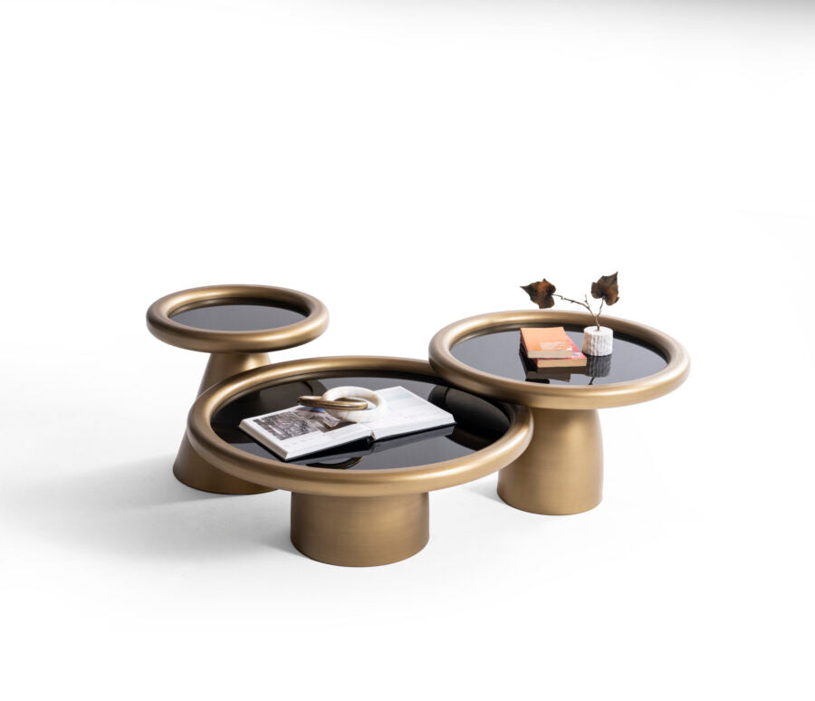 Gold Black Coffee Table Set – Modern Elegance in Three Sizes