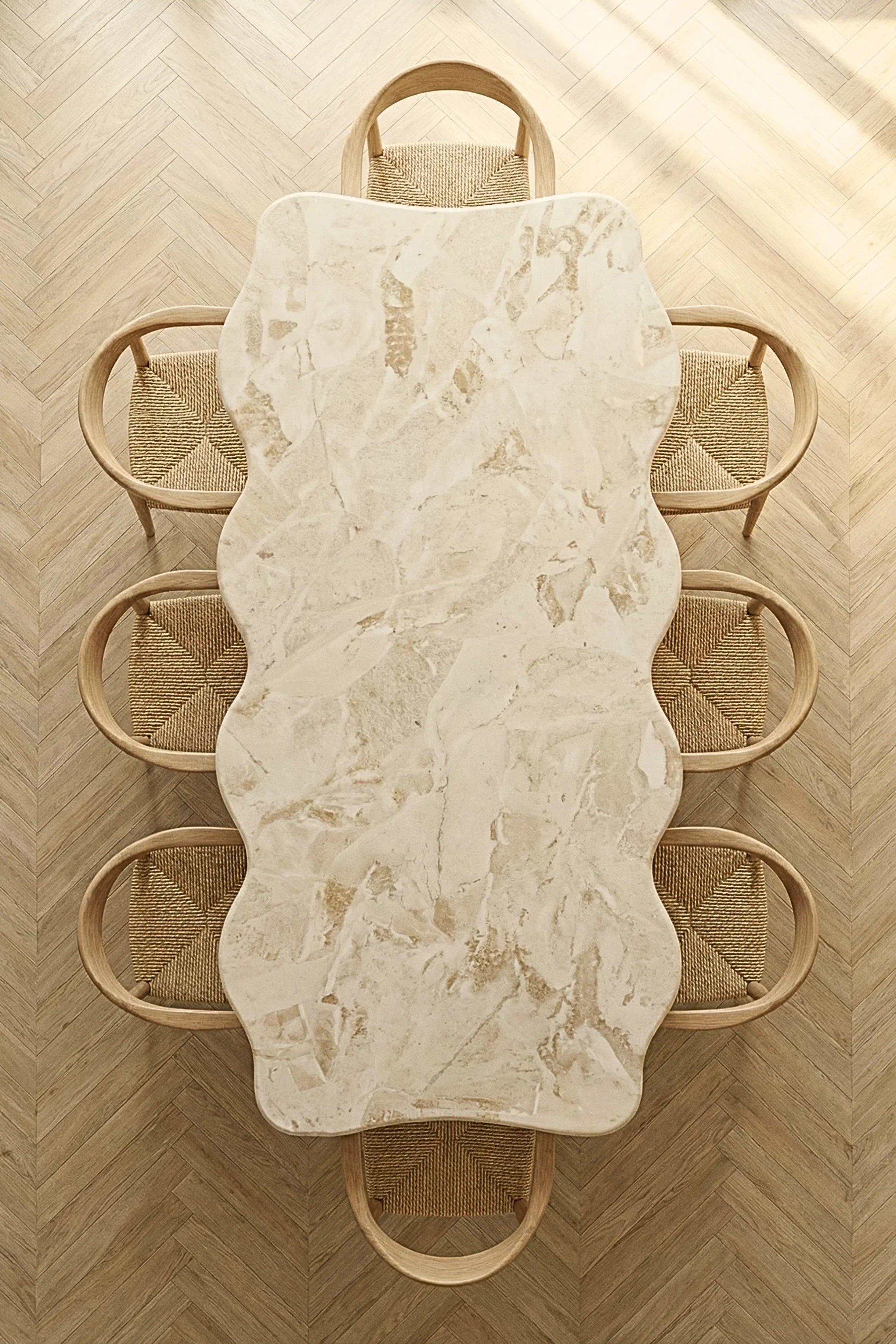 Luxury Jerusalem Stone Irregular Top Dining Table