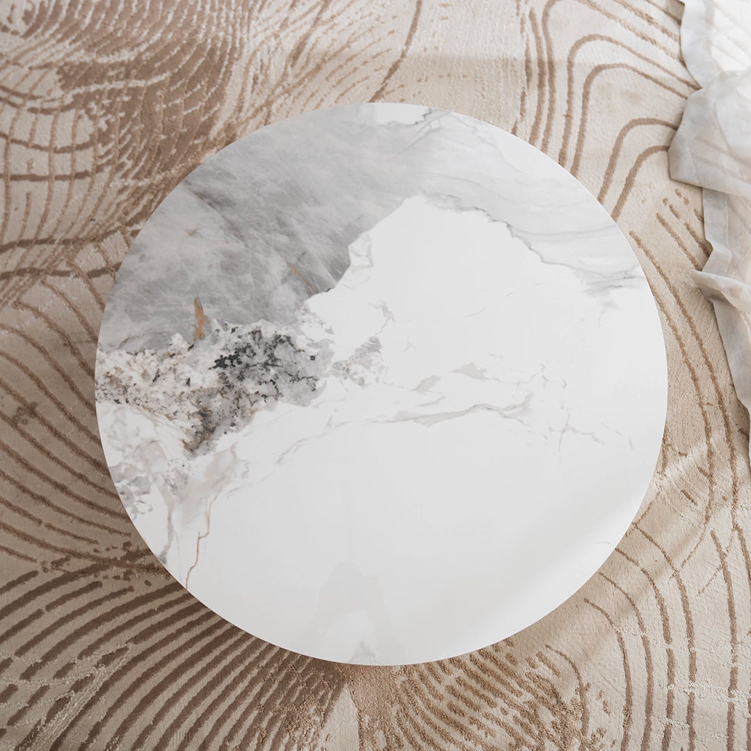 Round White & Gold Coffee Table for Modern Spaces