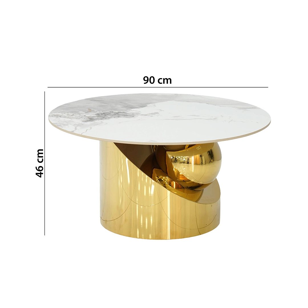 Round White & Gold Coffee Table for Modern Spaces