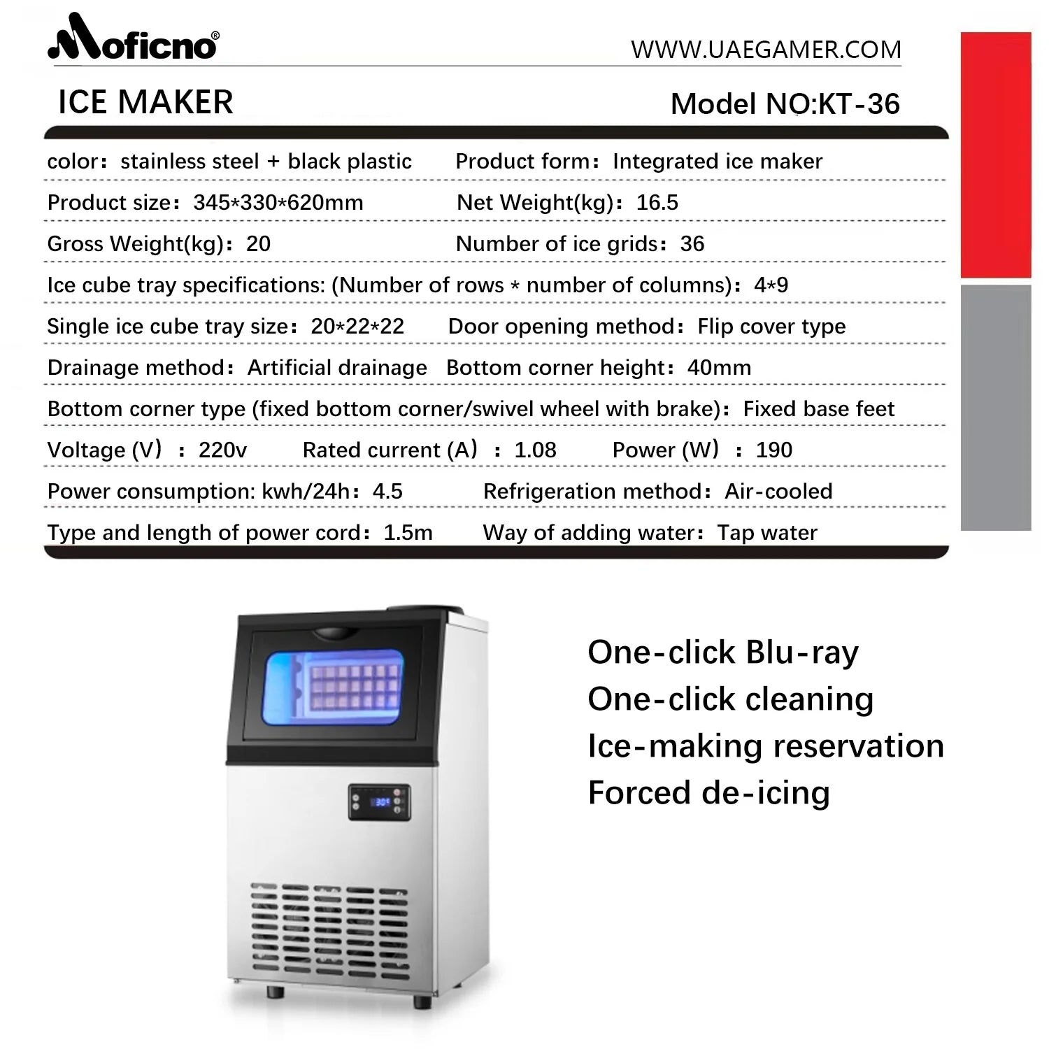 Tap Water Ice Maker Machine, 60KG/24H Stainless Steel Under Counter ice Machine with 17.6lbs Ice Storage Capacity, Freestanding Ice Maker.