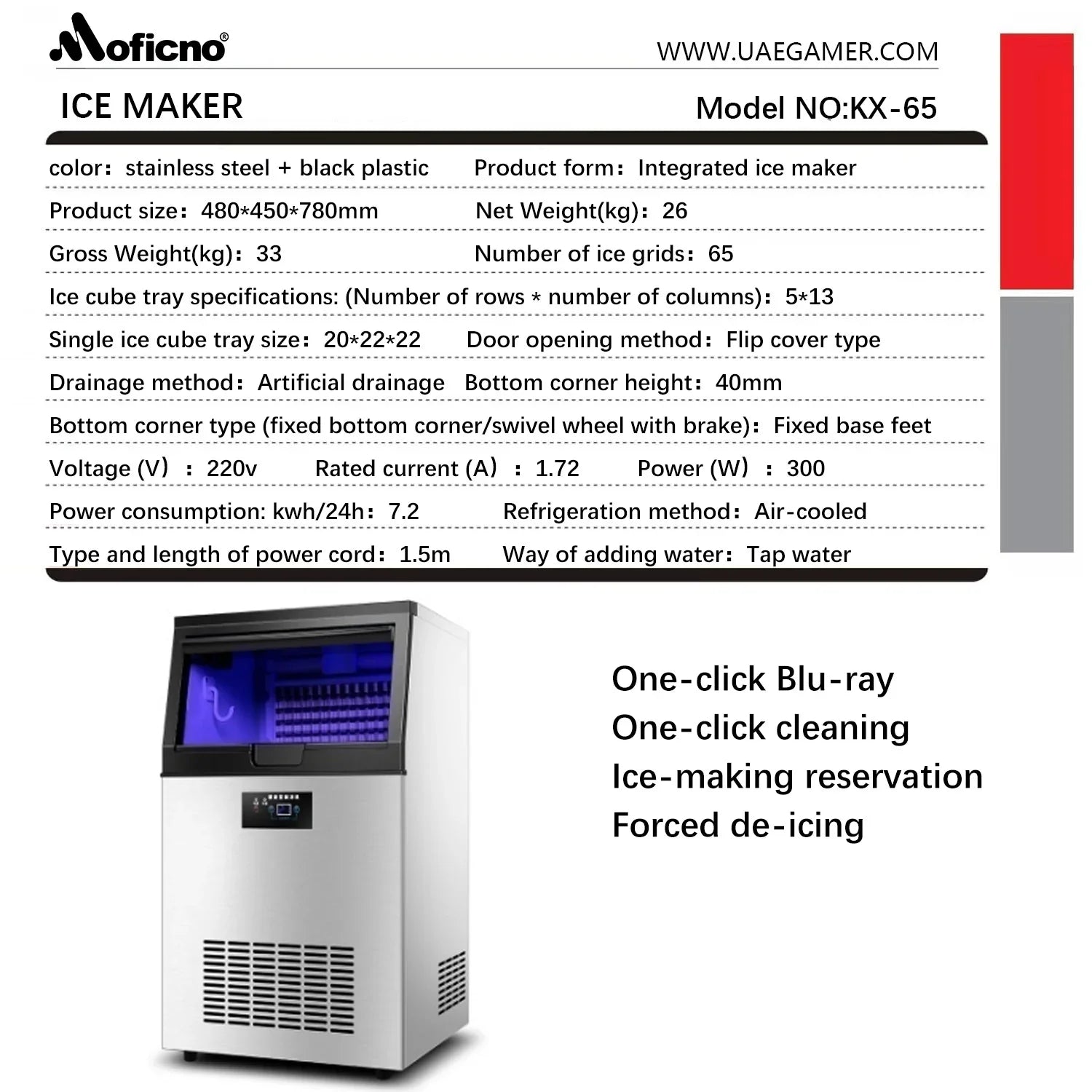 Integrated Ice Maker Machine, 100-110KGS/24H Stainless Steel Under Counter ice Machine with 15KGS Ice Storage Capacity, Freestanding Ice Maker