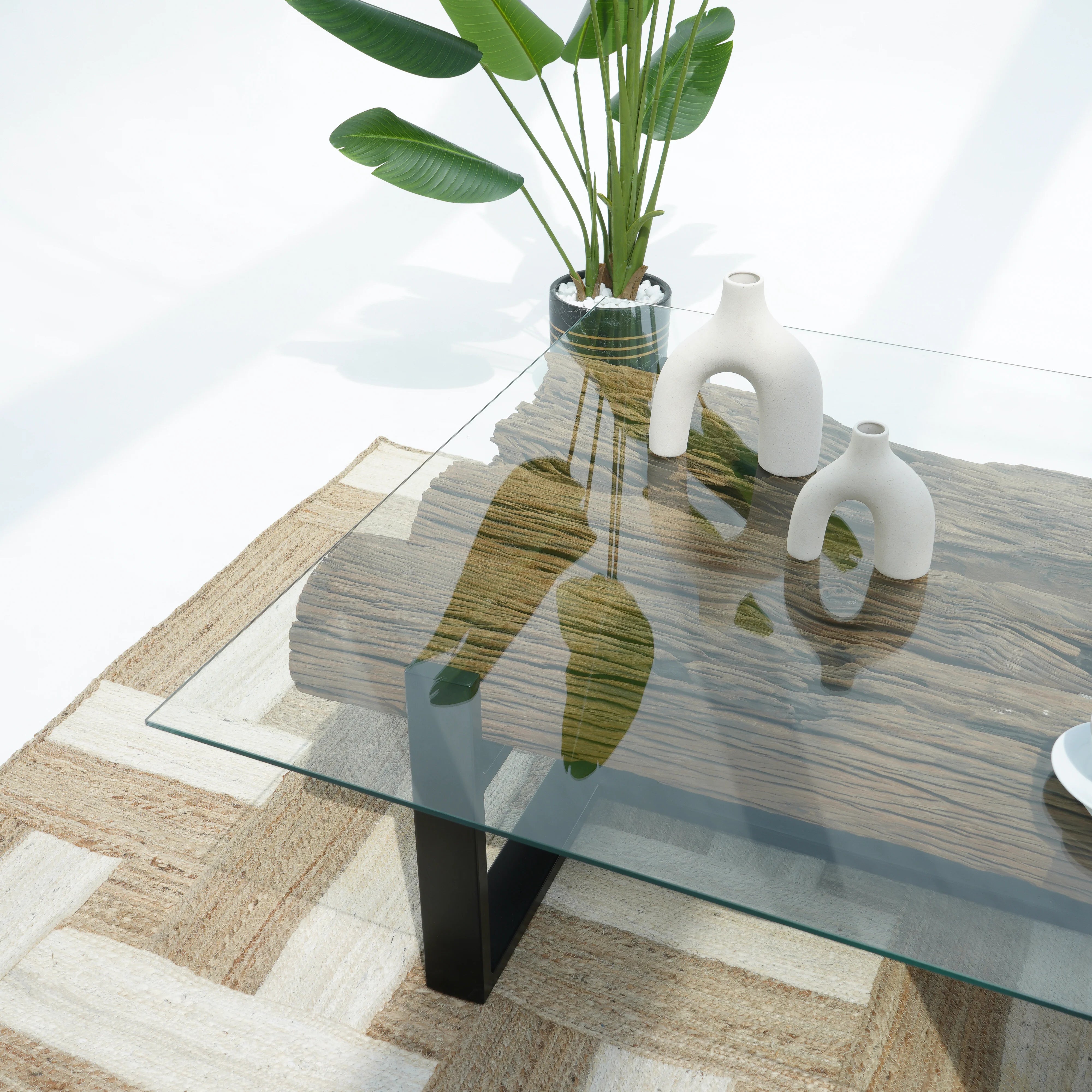 Handcrafted Solid Railway Wood Coffee Table – Natural