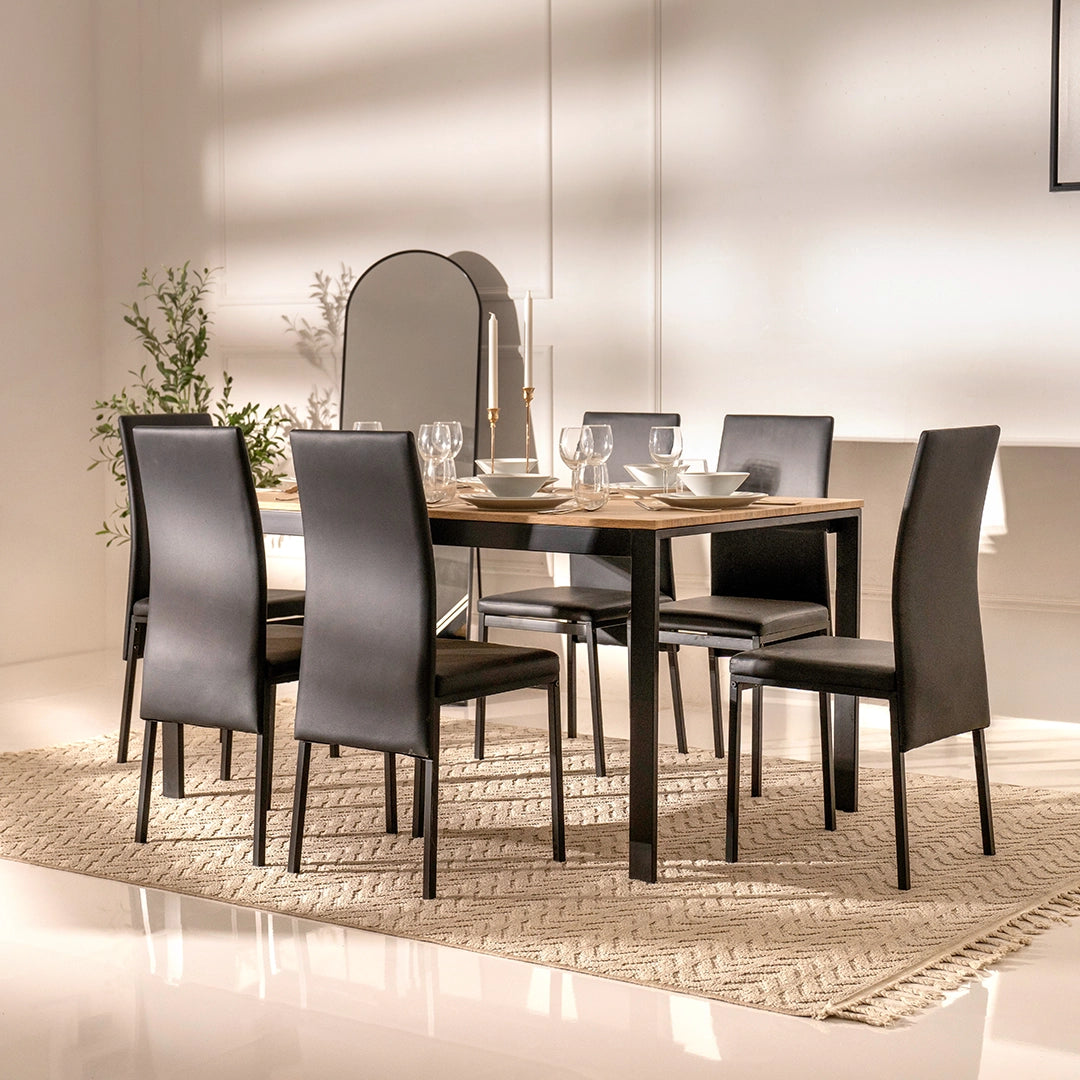 6-Seater Dining Set – Black
