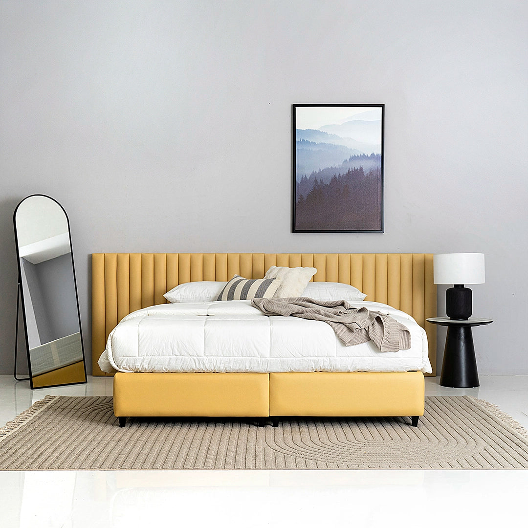 Modern King Size Bed with Mattress – 180×200 cm - Solid Wood And PU