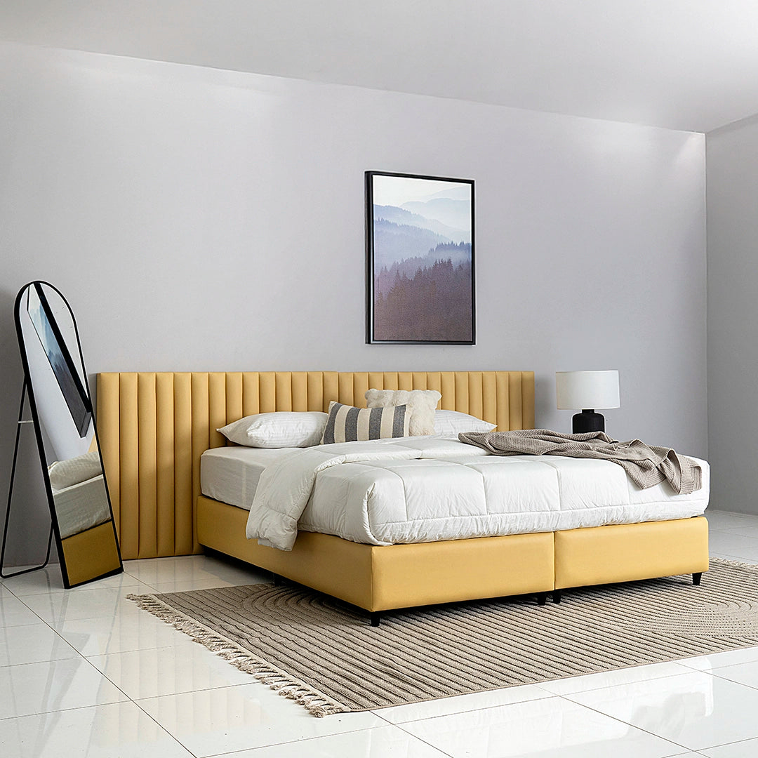 Modern King Size Bed with Mattress – 180×200 cm - Solid Wood And PU
