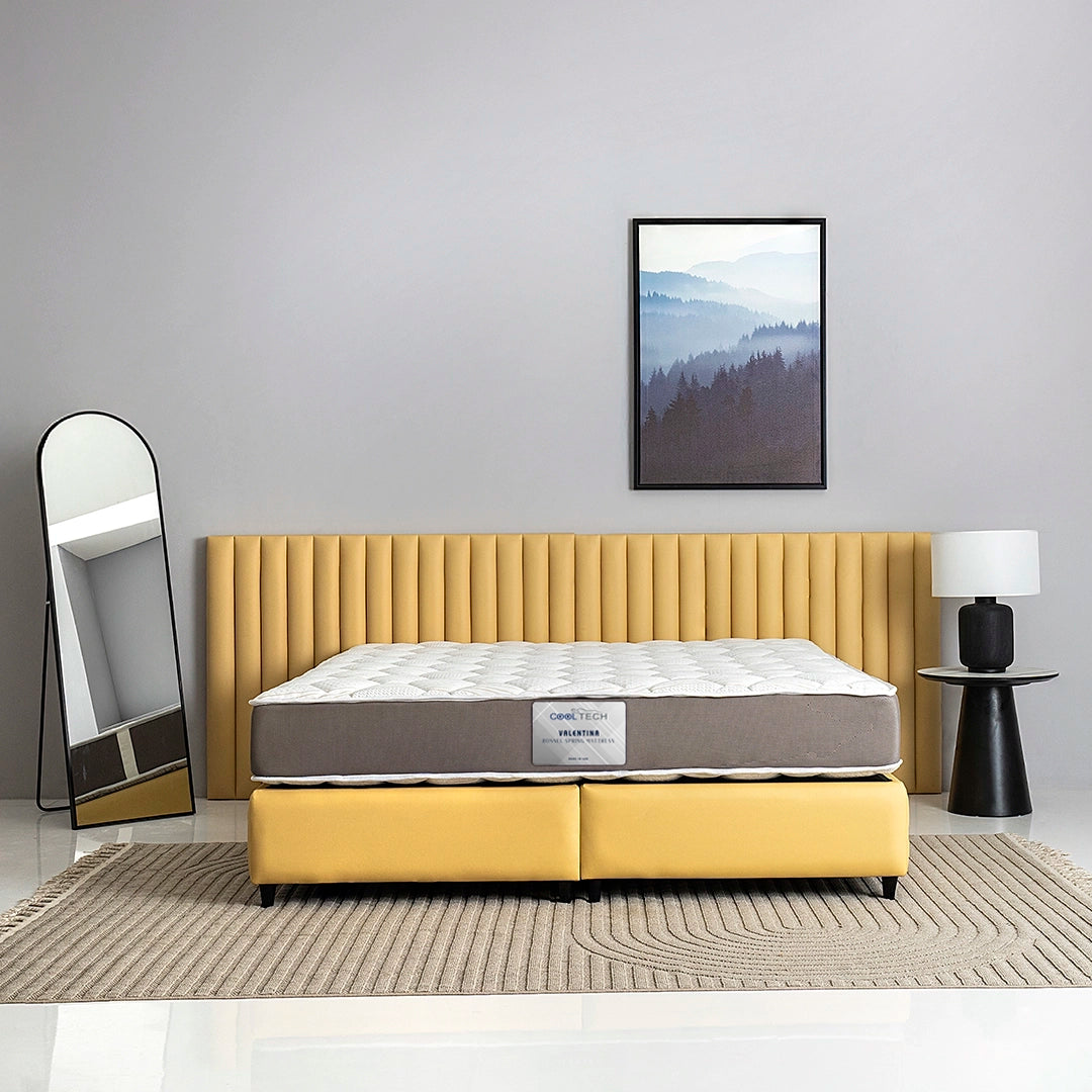 Modern King Size Bed with Mattress – 180×200 cm - Solid Wood And PU