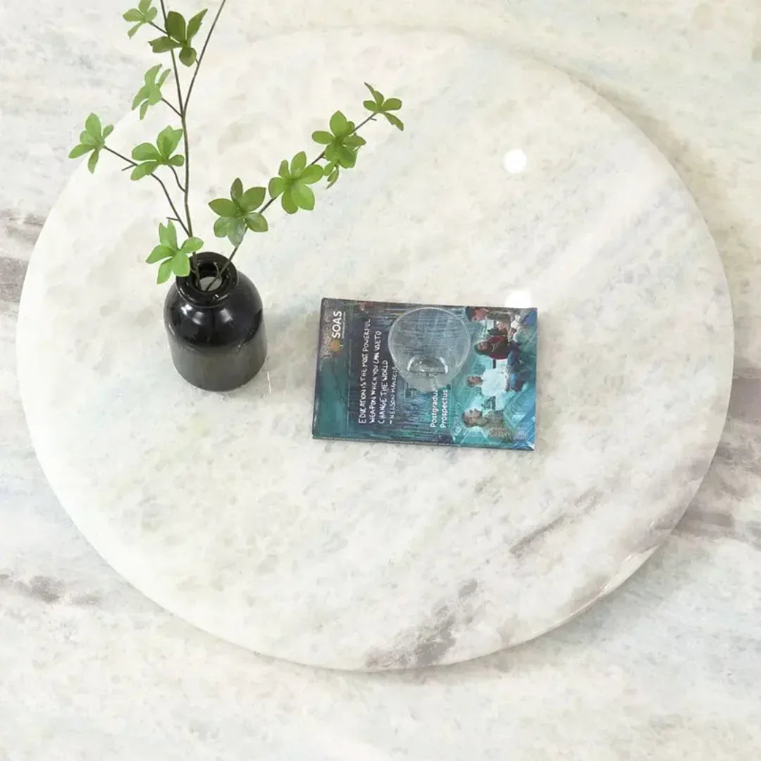 Elegant Luxury Style Marble Top Round Dining Table (White)