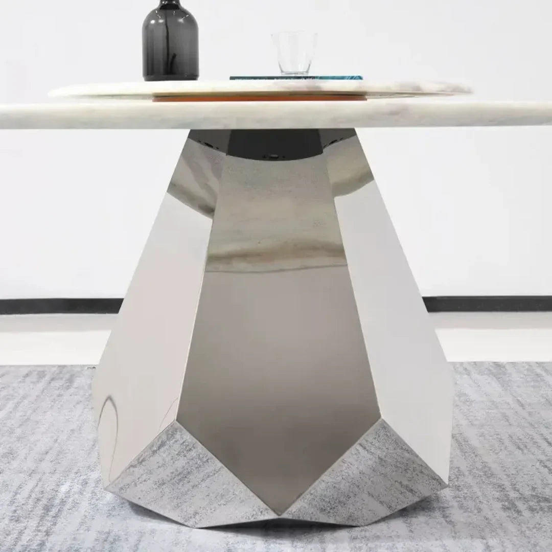 Elegant Luxury Style Marble Top Round Dining Table (White)