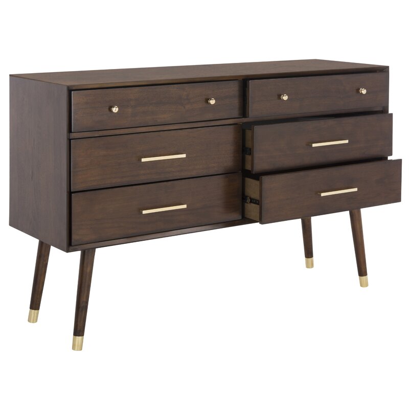 Lyla 6 Drawer Dresser in Dark Brown-GCC Home Center