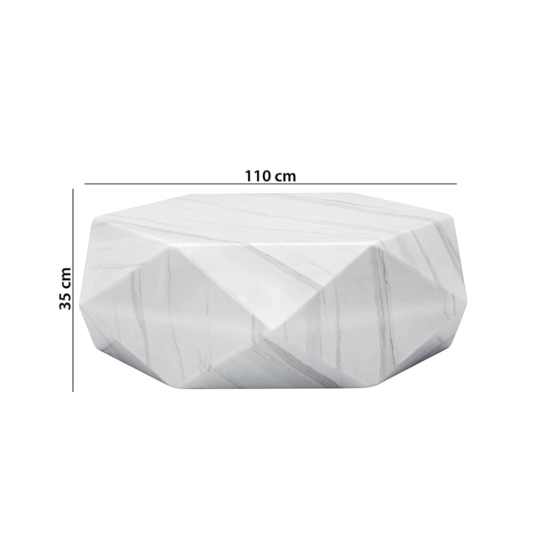 Elegant 2-Piece Coffee Table Set – White & Grey Marble Finish