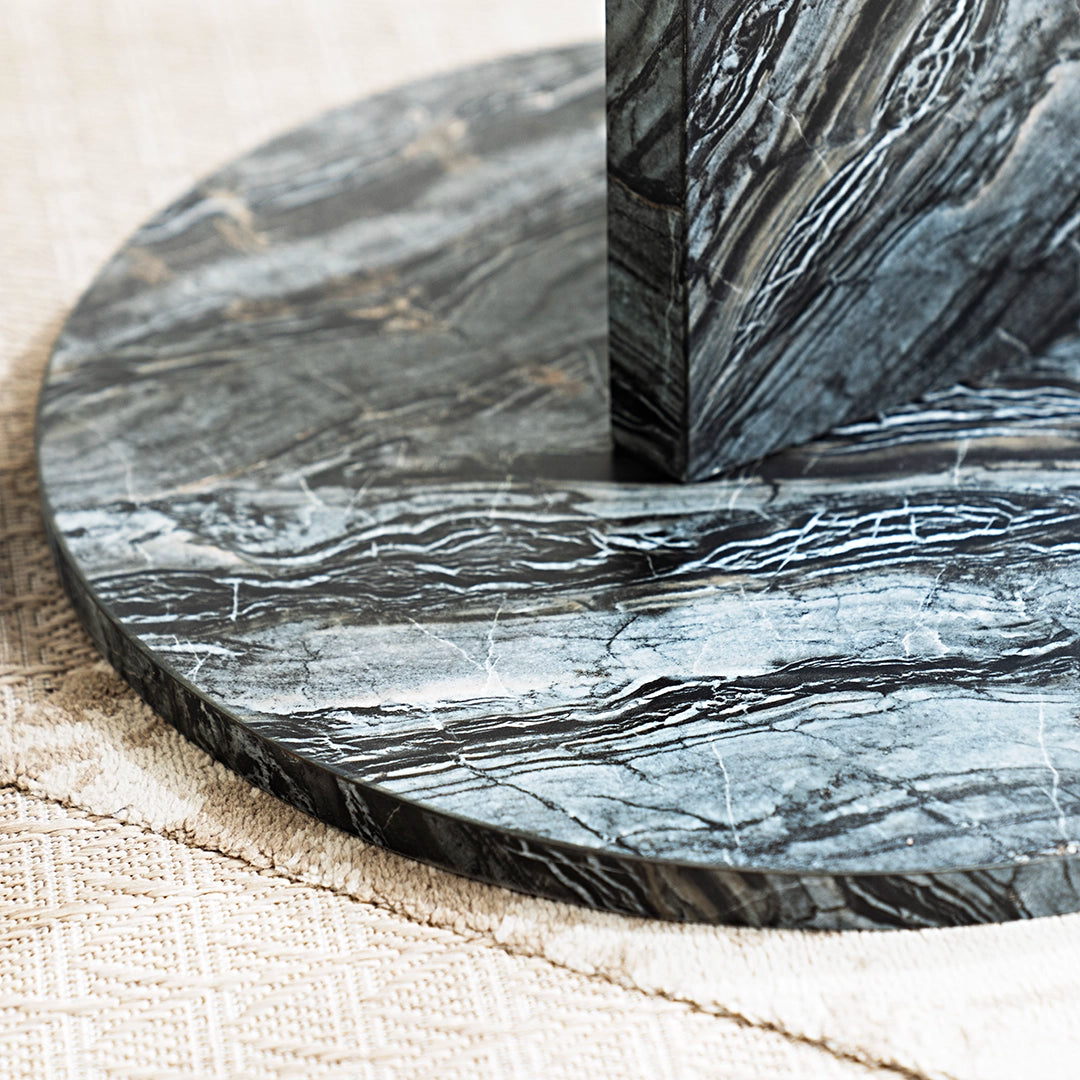 Elegant 2-Piece Coffee Table Set – White & Grey Marble Finish