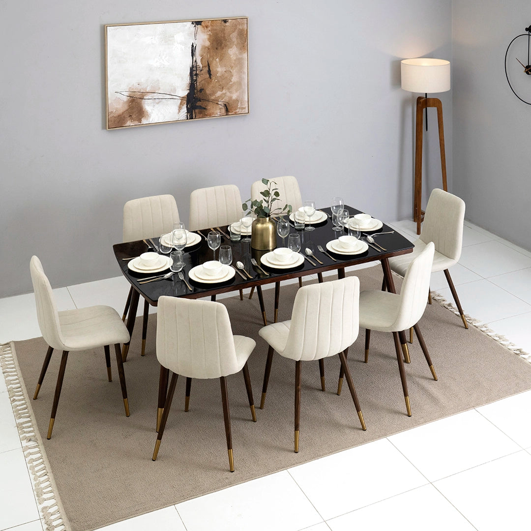 Elegant 8-Seater Dining Set – Walnut & Black