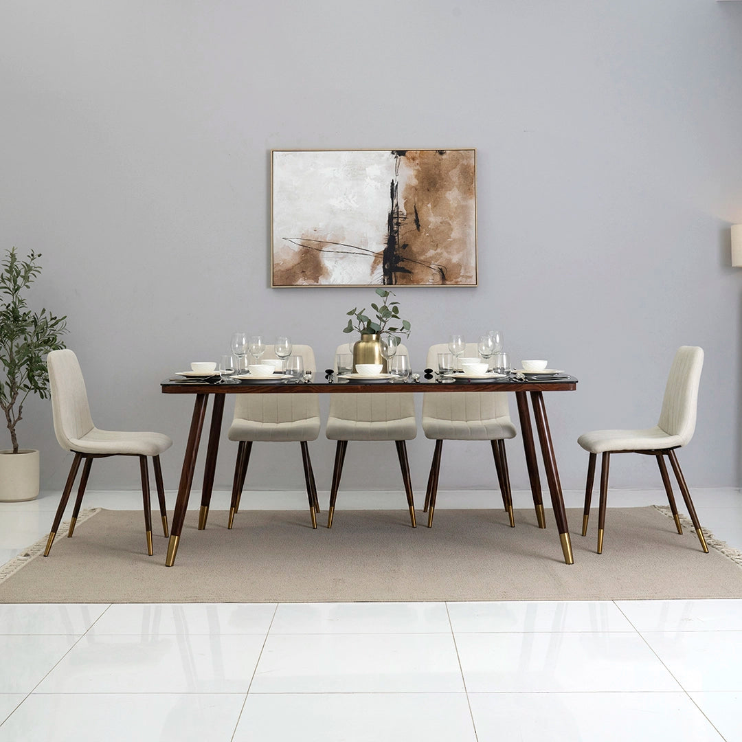 Elegant 8-Seater Dining Set – Walnut & Black