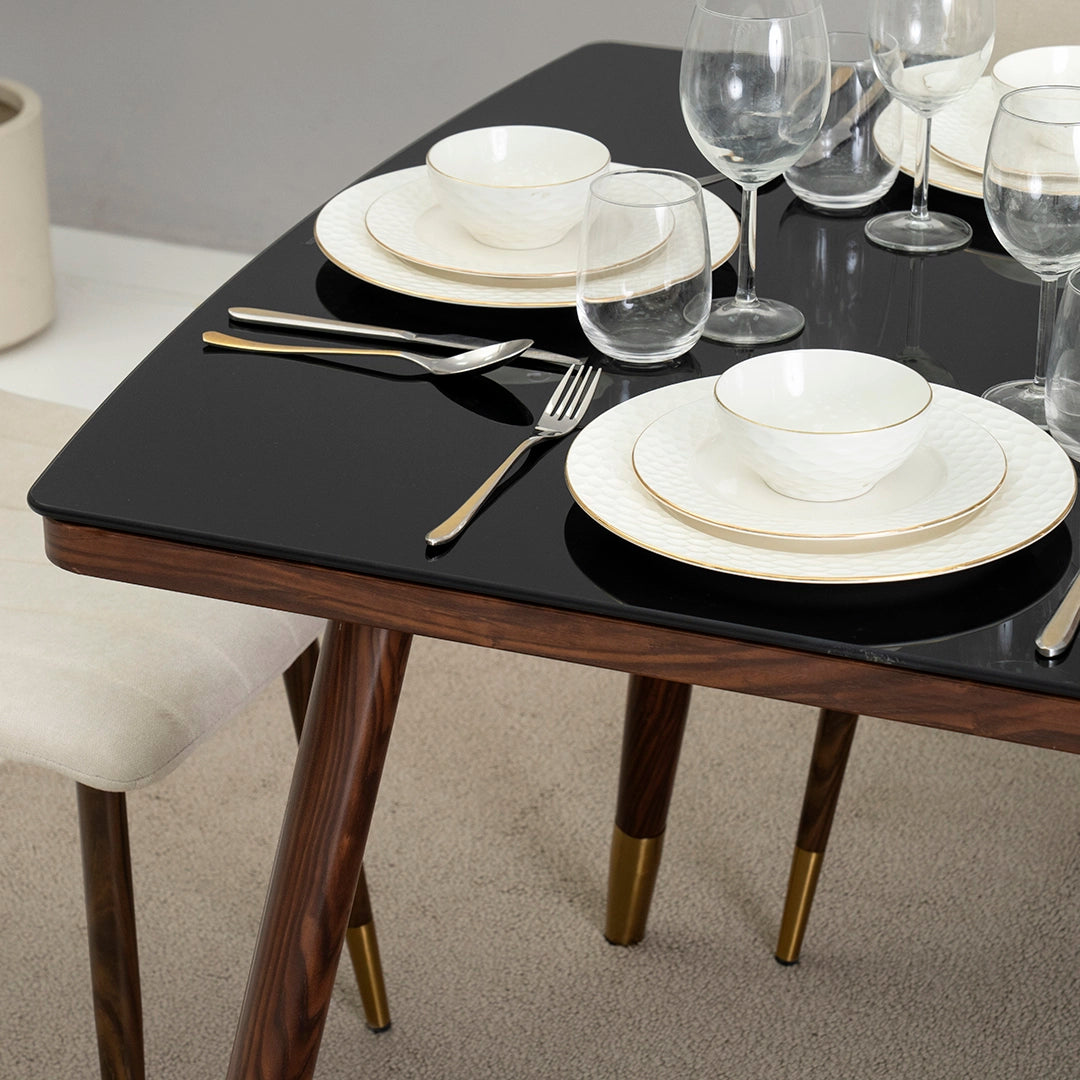 Elegant 8-Seater Dining Set – Walnut & Black