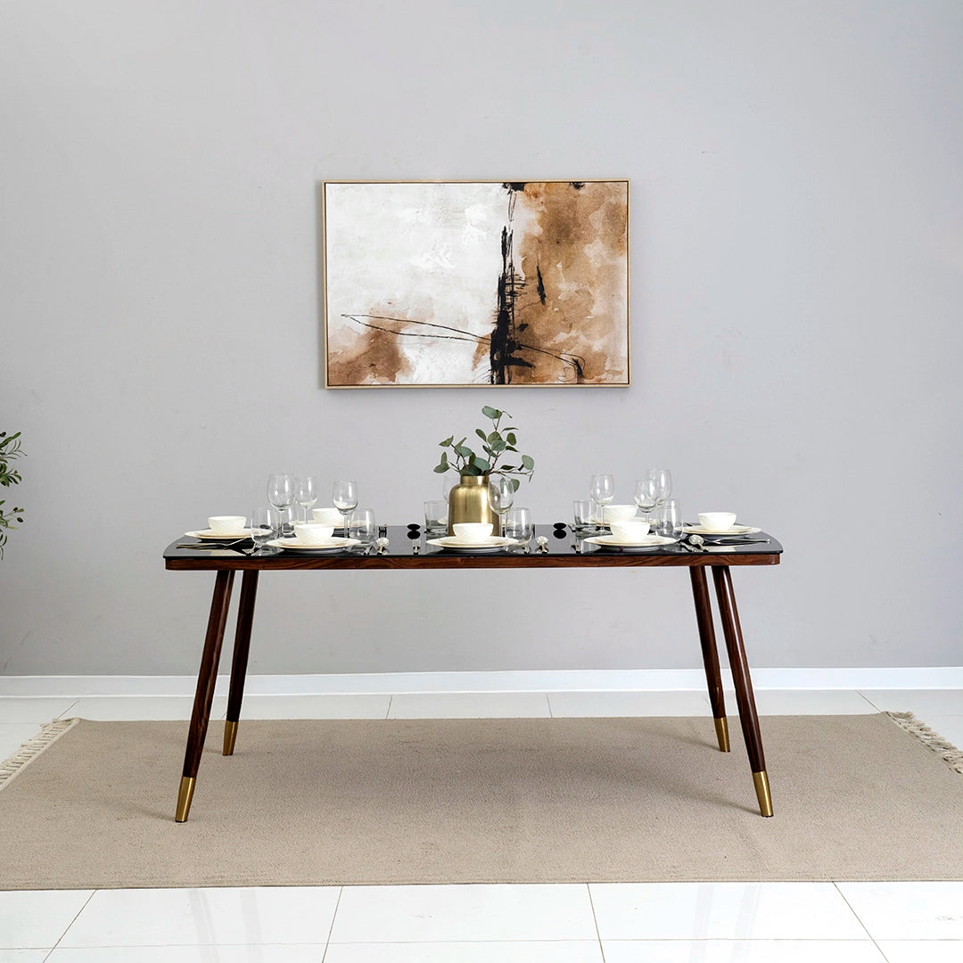 Elegant 8-Seater Dining Set – Walnut & Black