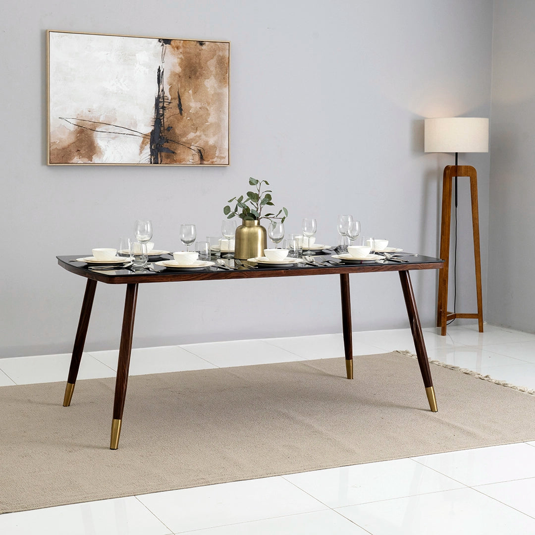 Elegant 8-Seater Dining Set – Walnut & Black