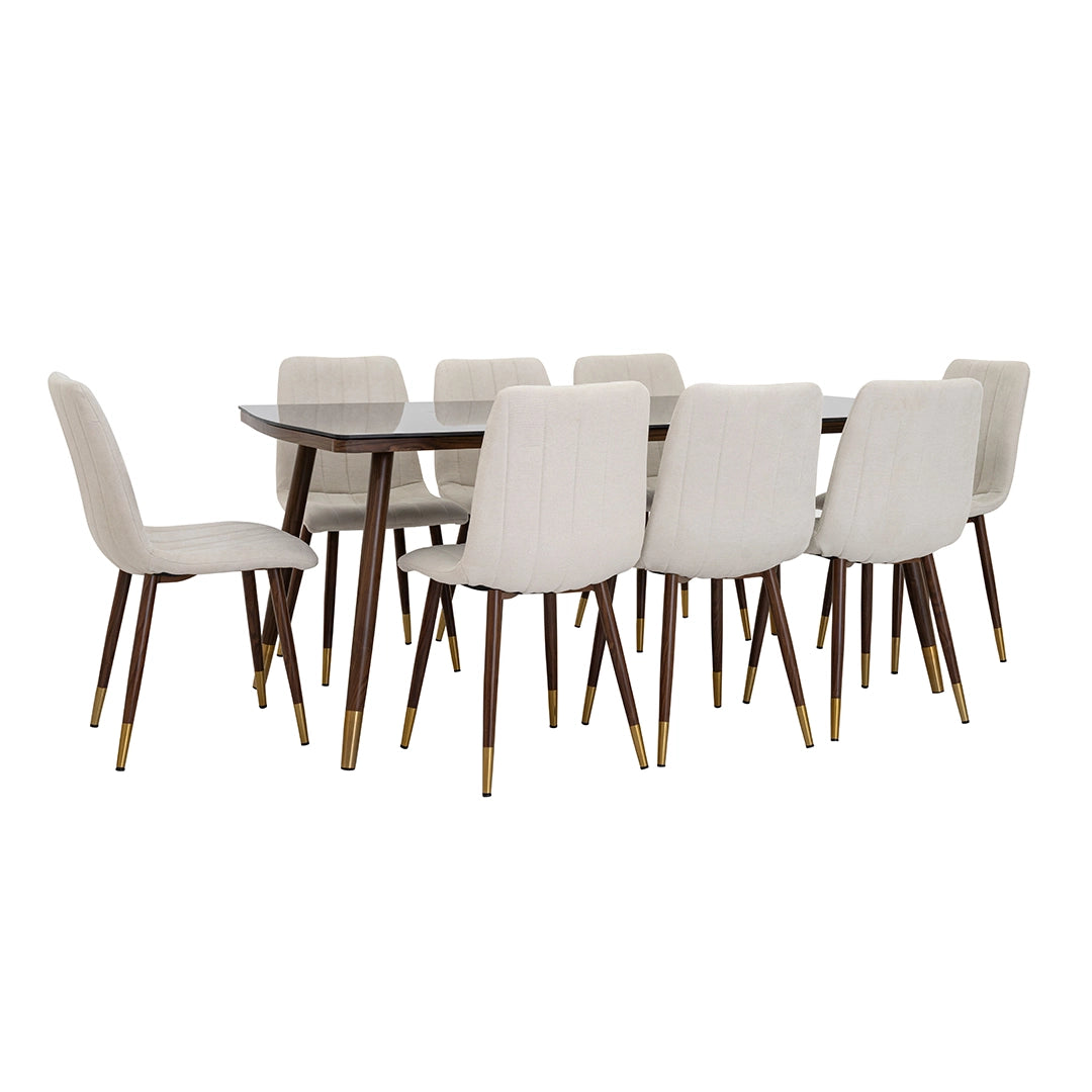 Elegant 8-Seater Dining Set – Walnut & Black