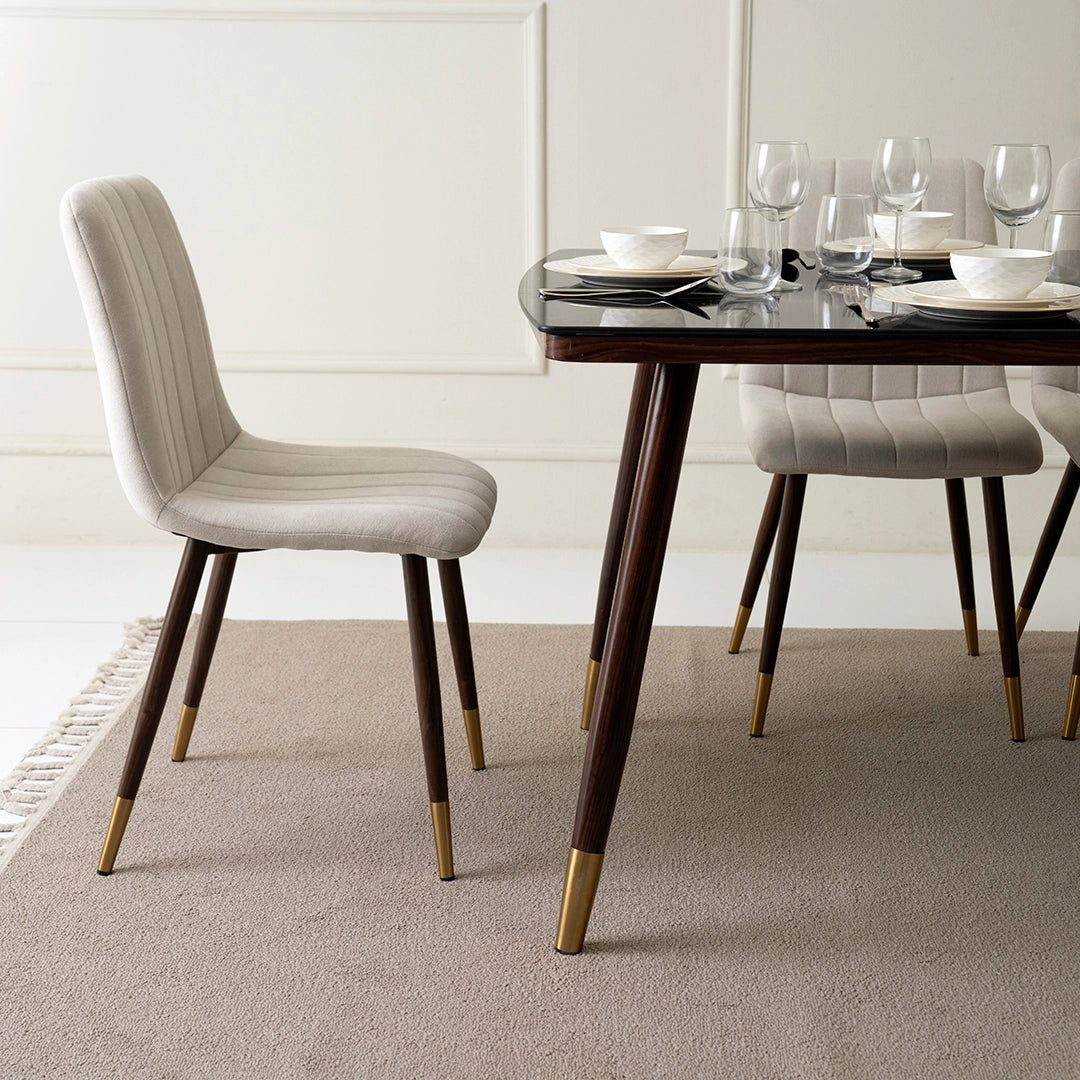6-Seater Dining Set – Walnut & Black