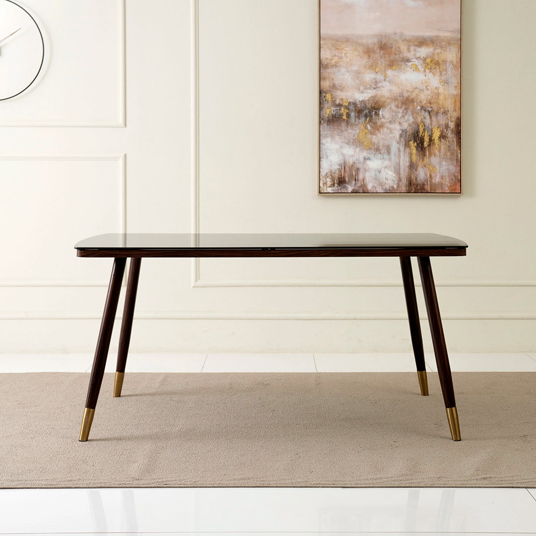 6-Seater Dining Set – Walnut & Black