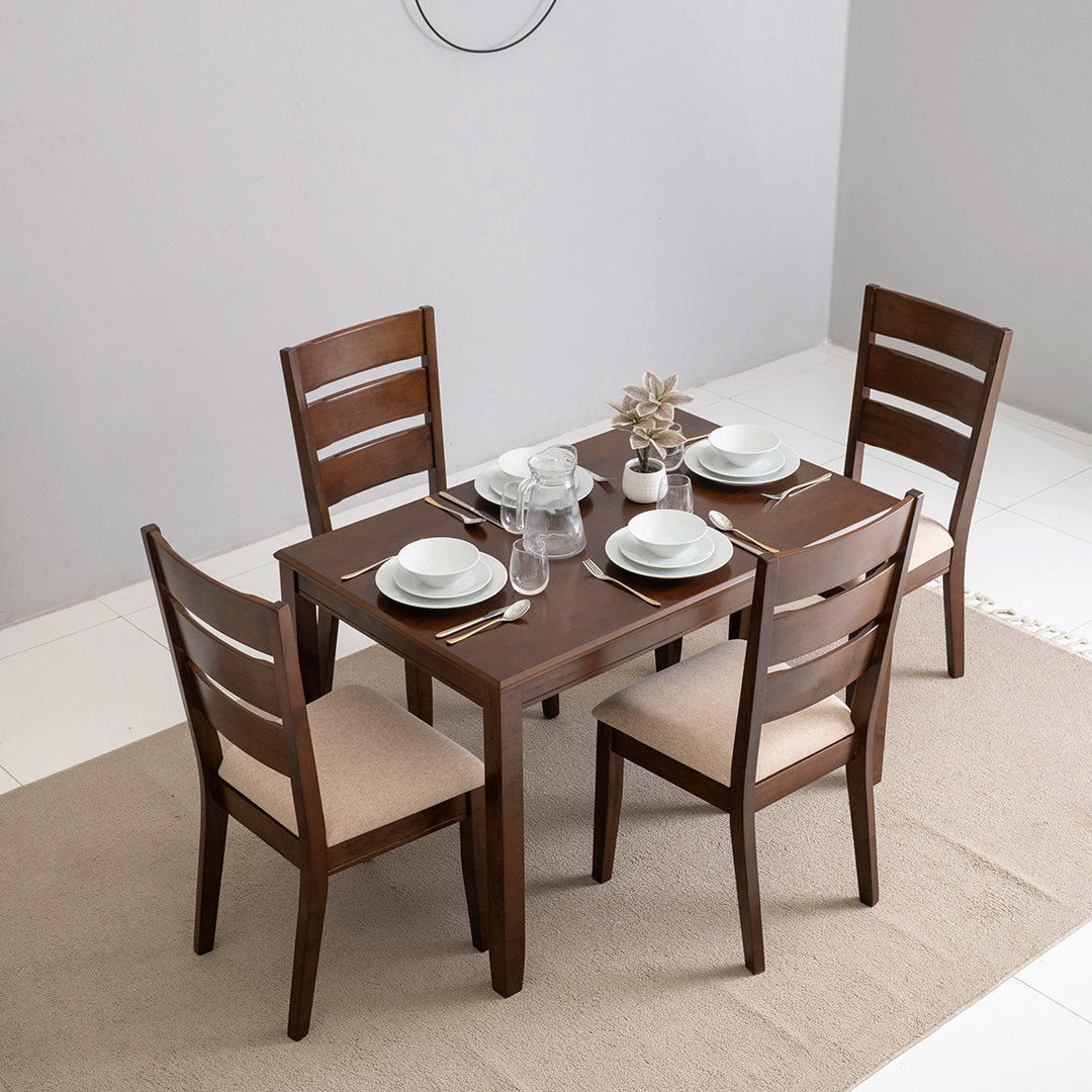 4-Seater Dining Set – Cappuccino Finish